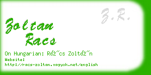 zoltan racs business card